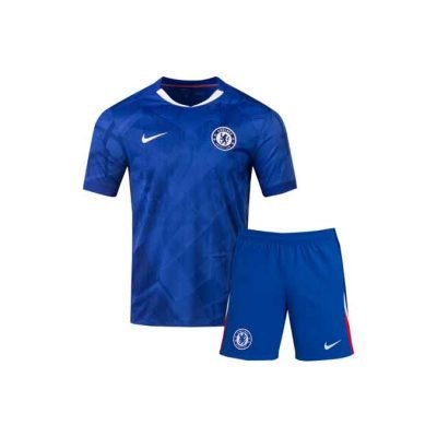 Kids-Chelsea-Home-Jersey-And-Shorts-25-26-Season